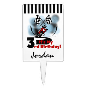 Motorcycle Racing 3rd Birthday Cake Topper