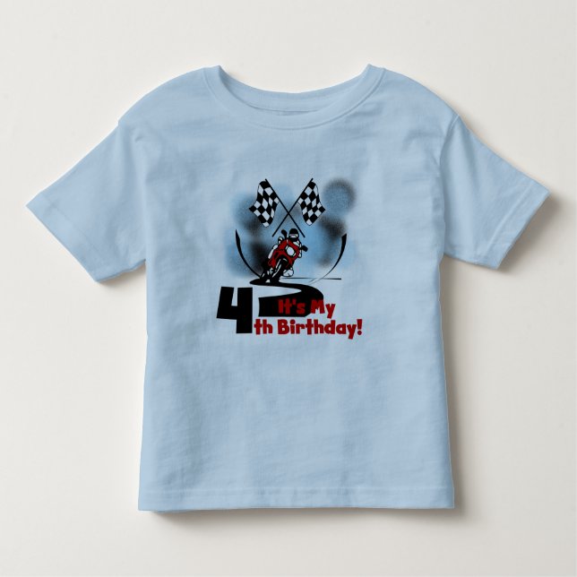 Motorcycle Racing 4th Birthday Tshirts (Front)