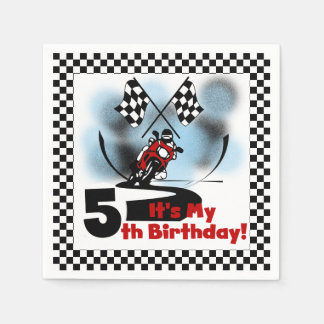 Motorcycle Racing 5th Birthday Paper Napkins