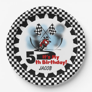 Motorcycle Racing 5th Happy Birthday Paper Plates