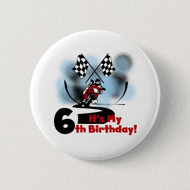 Motorcycle Racing 6th Birthday Button (Front)