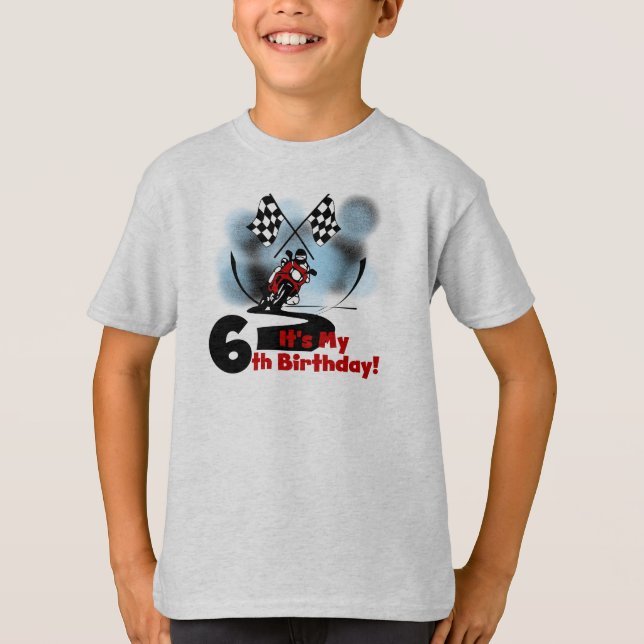 Motorcycle Racing 6th Birthday T-Shirt (Front)