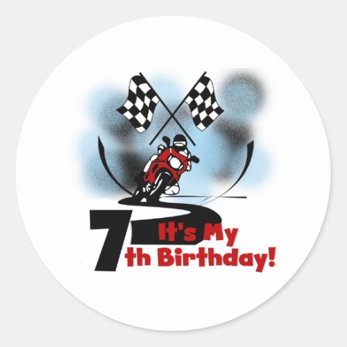 Motorcycle Racing 7th Birthday Classic Round Sticker