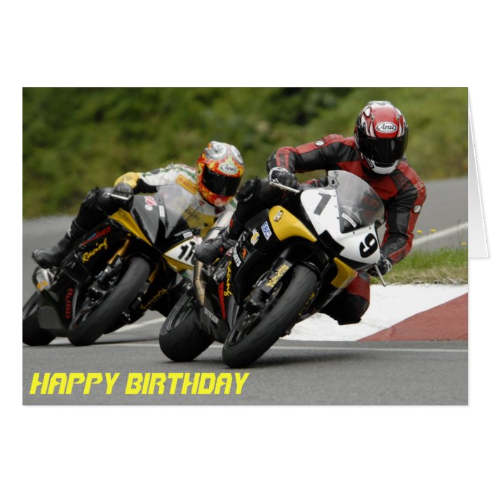 Motorcycle racing birthday card