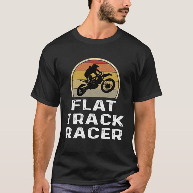 Motorcycle Racing  Flat Track Racer  Retro T-Shirt (Front)
