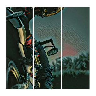 motorcycle racing lover gift triptych