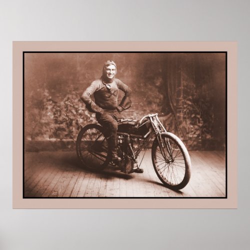 Motorcycle racing Winner 100 mi race Norton KS Poster