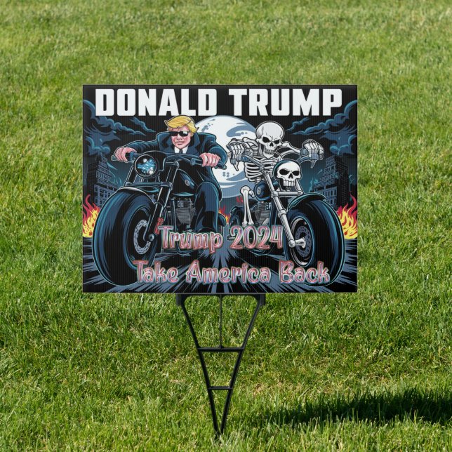 Motorcycle rally Donald Trump campaign sign (Insitu)