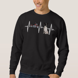 Motorcycle Rat Terrier Heartbeat Dog Sweatshirt