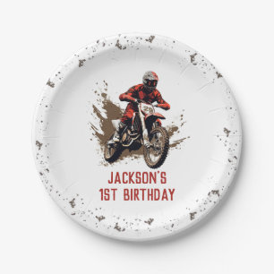 Motorcycle Red Dirt Bike Birthday Party Paper Plates