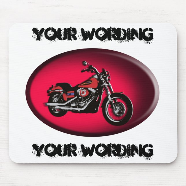 Motorcycle red road bike mousepad (add wording) (Front)