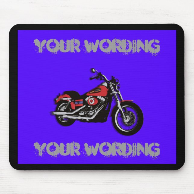 Motorcycle red road bike mousepad (add wording) (Front)