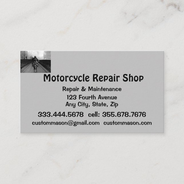 Motorcycle Repair & Service Shop Business Card (Front)