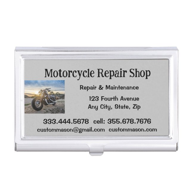 Motorcycle Repair & Service Shop Business Card Case (Front)
