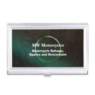 Motorcycle Restoration, green leather look, Business Card Case