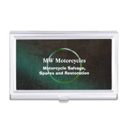 Motorcycle Restoration green leather look Business Card Case