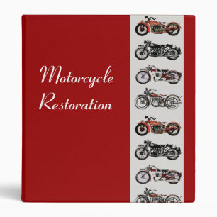 MOTORCYCLE RESTORATION red white grey 3 Ring Binder