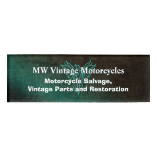 Motorcycle Restoring, teal leather-look, phoenix Name Tag
