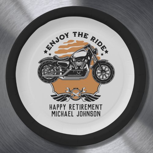 Motorcycle Retirement Party Invitation Paper Plate