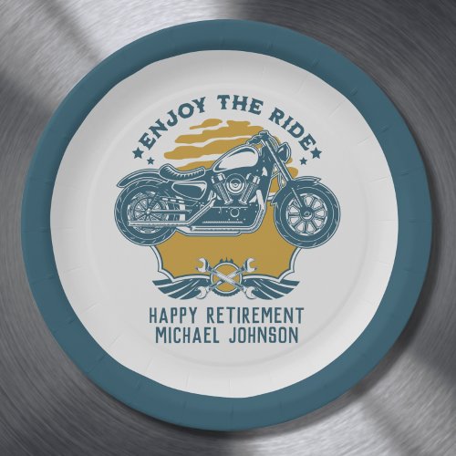 Motorcycle Retirement Party Invitation Paper Plates