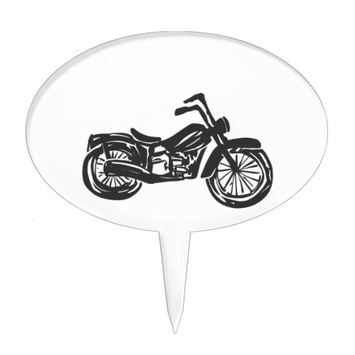 Motorcycle retro illustration _ Choose background Cake Topper