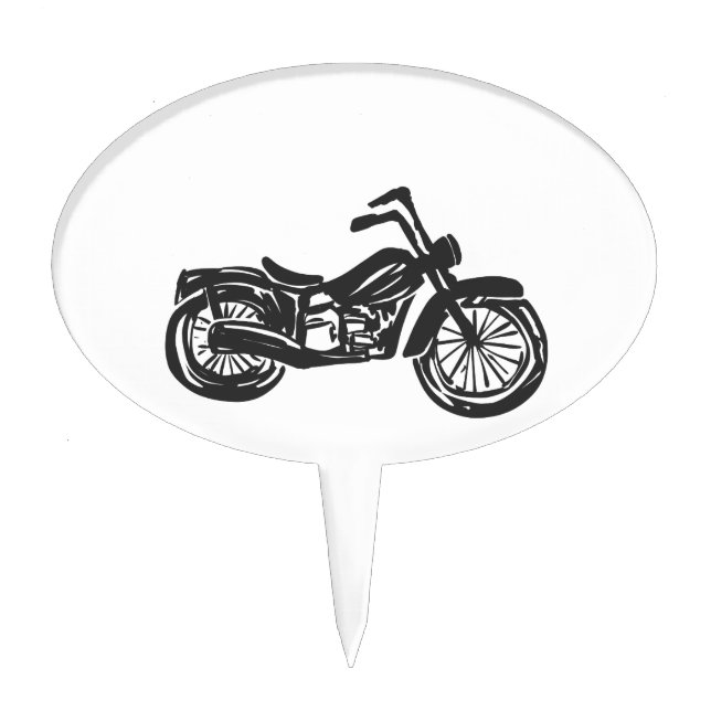 Motorcycle retro illustration - Choose background Cake Topper (Front)