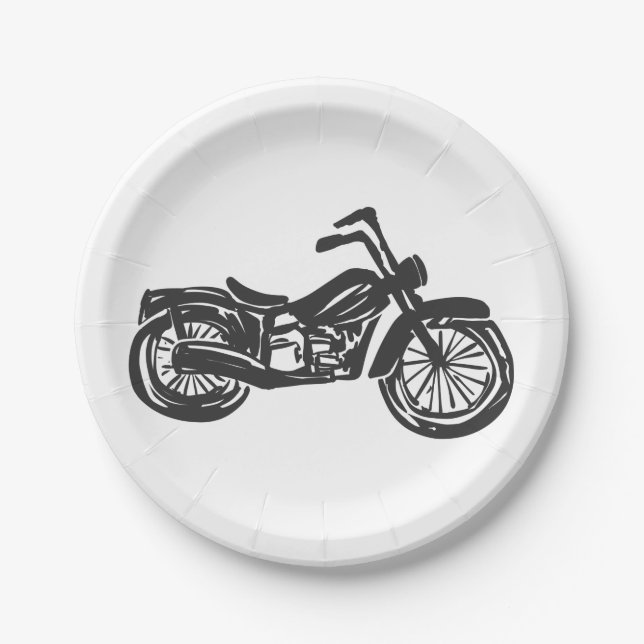 Motorcycle retro illustration - Choose background Paper Plates (Front)