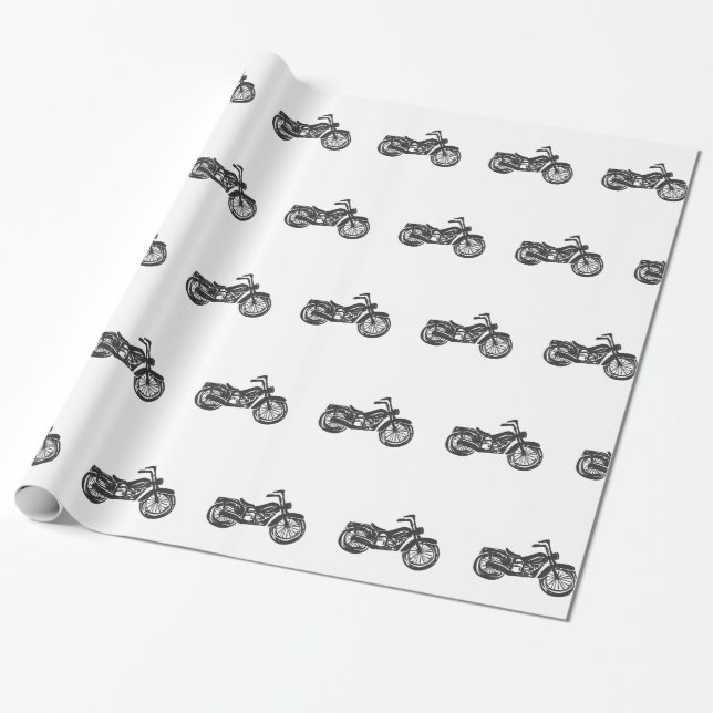 Motorcycle retro illustration - Choose background Wrapping Paper (Unrolled)