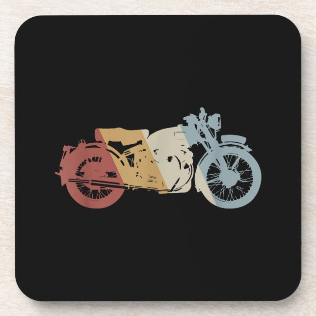 Motorcycle Retro Style Vintage Beverage Coaster (Front)