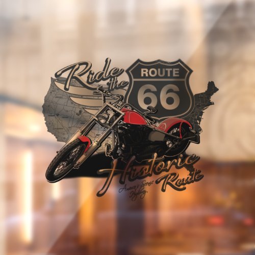 Motorcycle Ride Historic Route 66 Scenic Highway Window Cling