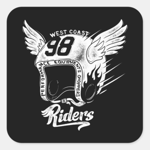 Motorcycle rider helmet square sticker