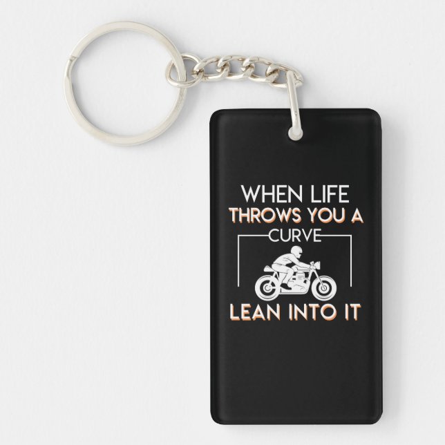 Motorcycle Rider Life Throws Curve Lean Into Keychain (Front)