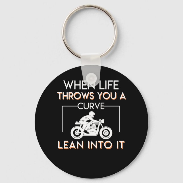 Motorcycle Rider Life Throws Curve Lean Into Keychain (Front)