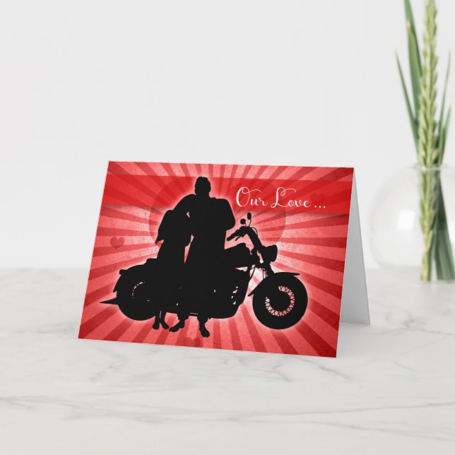 Motorcycle Rider Valentine's Day Holiday Card (Front)