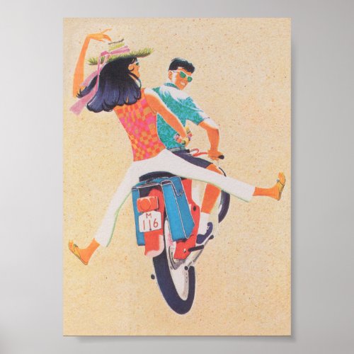 Motorcycle Riders Retro Vintage Poster