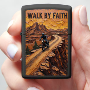 Motorcycle Ridge Road Desert Walk Zippo Lighter