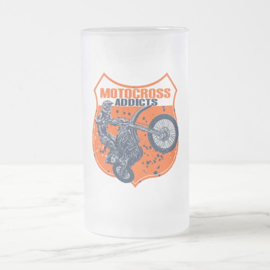 Motorcycle riding frosted glass beer mug