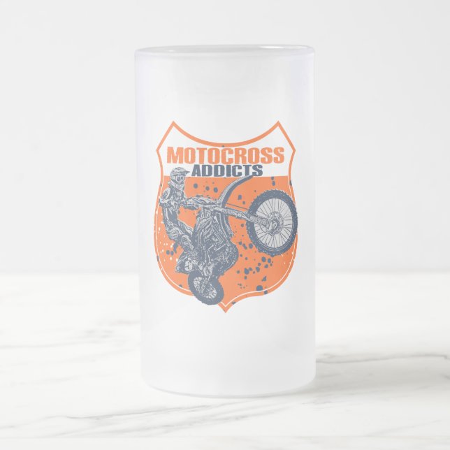 Motorcycle riding frosted glass beer mug (Center)