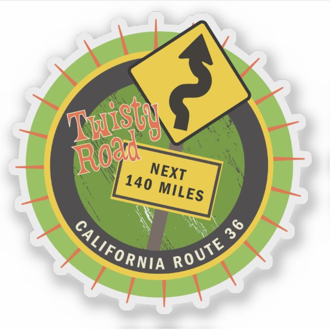 Motorcycle Road California Route 36 Sticker (Front)