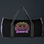 Motorcycle Road Race Live Fast Duffle Bag<br><div class="desc">This bold black and purple duffle bag features a fierce motorcycle graphic within a shield, proclaiming "MOTORCYCLE ROAD RACE" and "LIVE FAST DIE YOUNG." The vibrant, distressed design includes racing flags and wrenches. Perfect for motorcycle enthusiasts who embrace the thrill of the ride and a spirited lifestyle. Edit color of...</div>