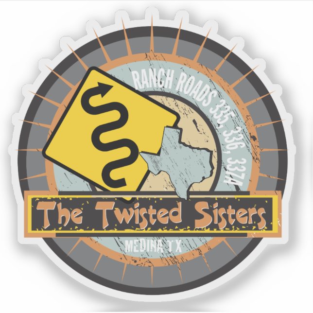 Motorcycle Road The Twisted Sisters in Texas Biker Sticker (Front)