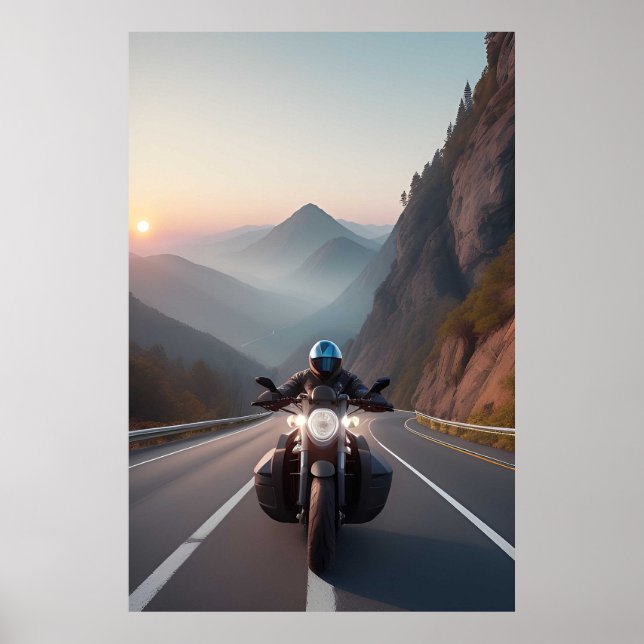Motorcycle Road Trip Scene For Bikers And Riders Poster (Front)