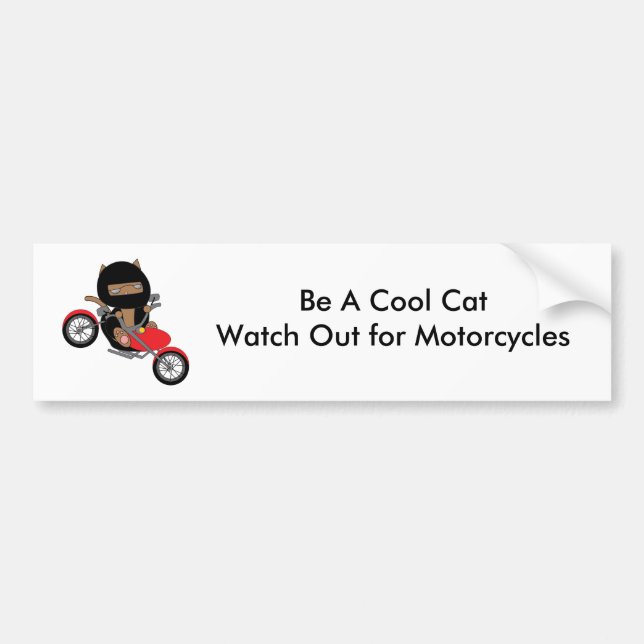 Motorcycle Safety Cool Cat Bumper Sticker (Front)