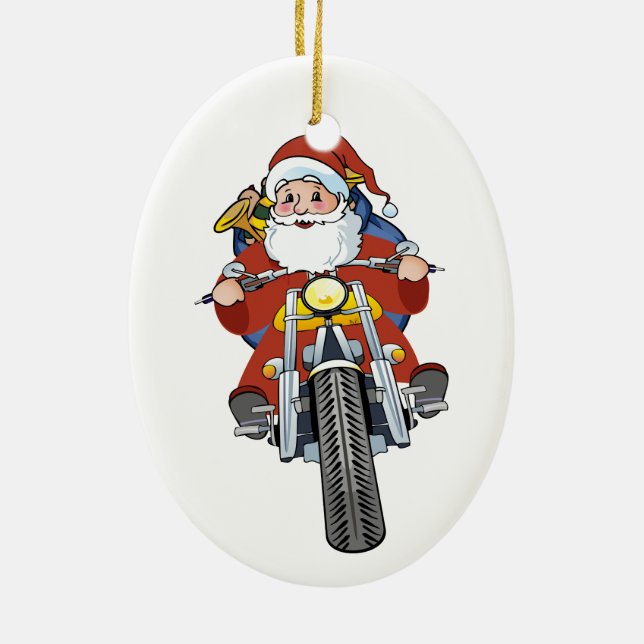 Motorcycle Santa Christmas Tree Ornament (Back)