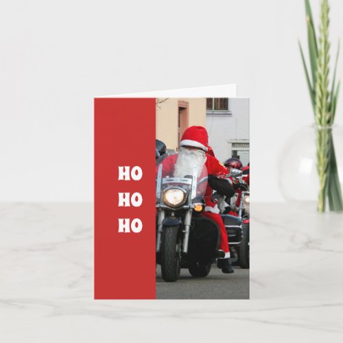 Motorcycle Santa Claus Ho Ho Ho Card