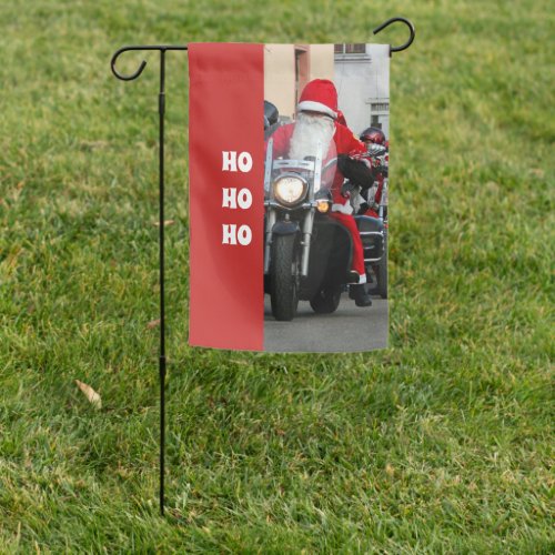 Motorcycle Santa Claus Ho Ho Ho Christmas Garden Flag