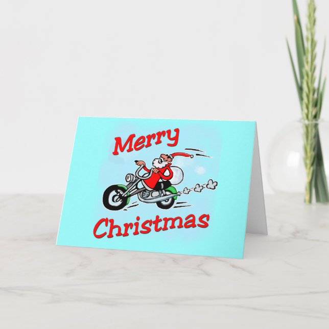 Motorcycle Santa Holiday Card (Front)