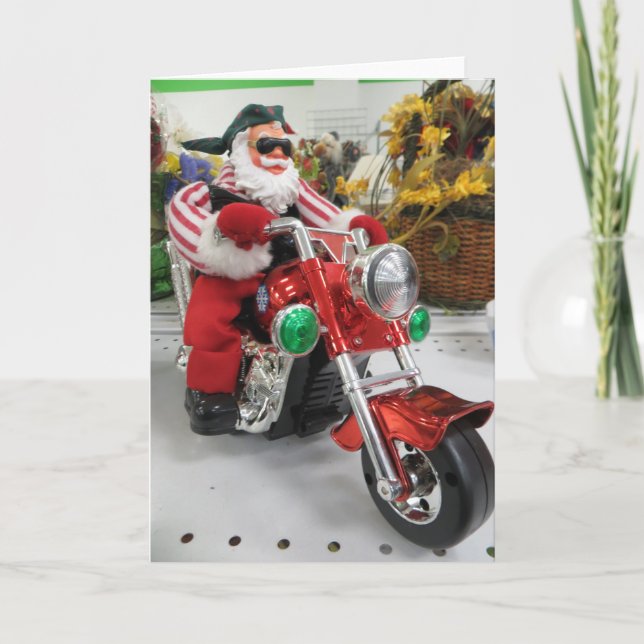 Motorcycle Santa Holiday Card (Front)