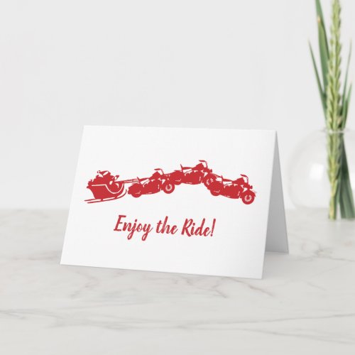 Motorcycle Santa Sleigh Christmas Card