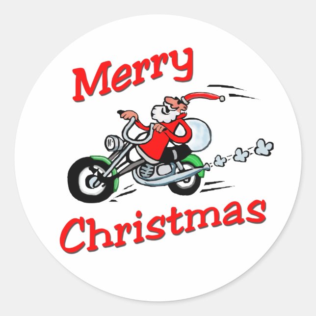 Motorcycle Santa Sticker (Front)